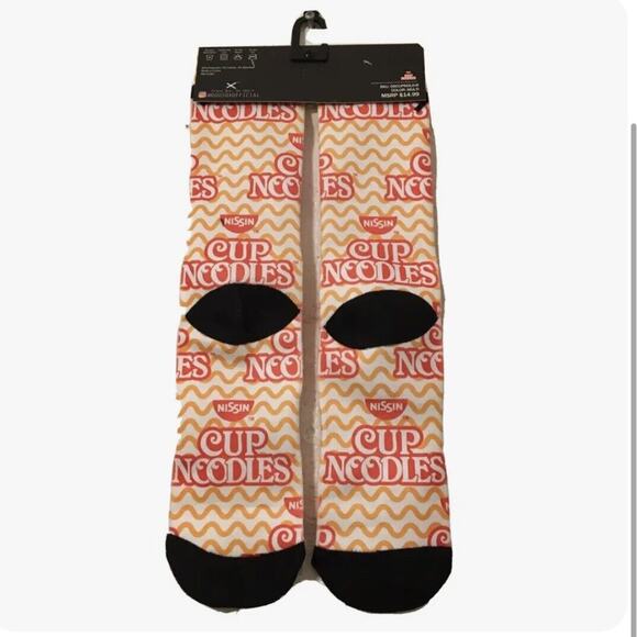 Cool Socks, Unisex Crew Compression Socks, Cup Noodles Print Adult Size 6-13 - Picture 4 of 5